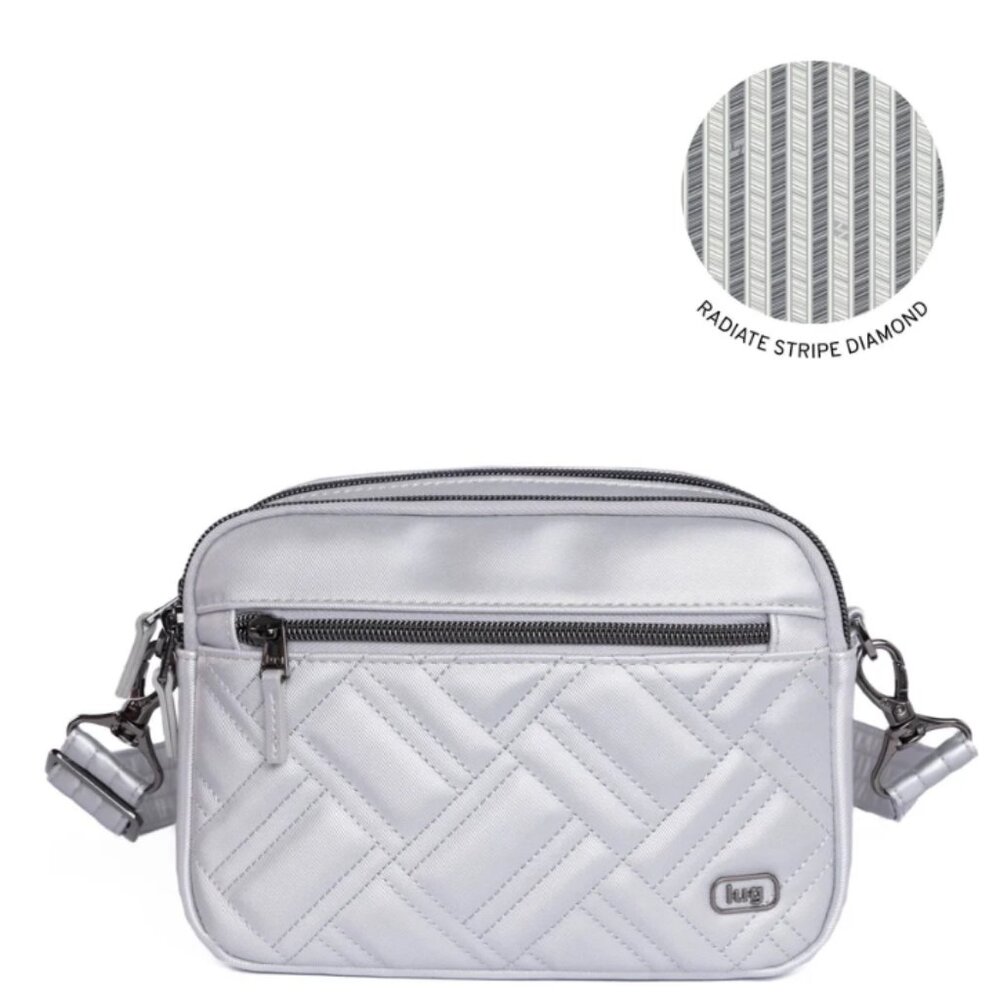 Brand New Lug Super Coupe 2 Satin Luxe Convertible Crossbody in Metallic Silver